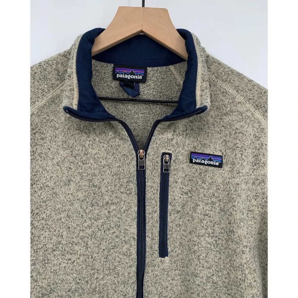 Patagonia Better Sweater Jacket Mens Large Beige Tan Full Zip Fleece Trail Hike